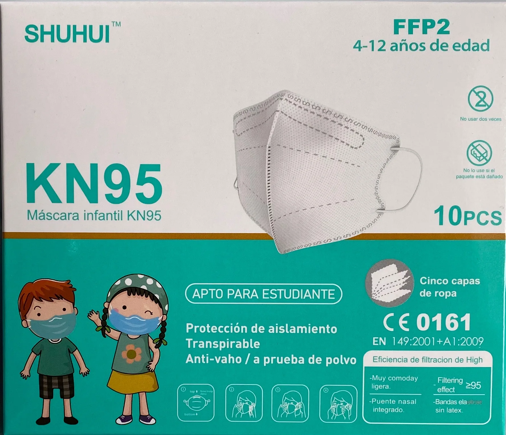 CE респиратор FFP2 mascarillas 0161 маска Mascarilla Маски Детская Маска Дети рот для маленьких