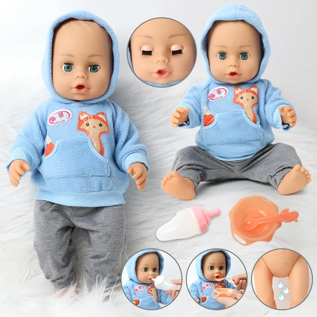 US $24.18 18 inch Simulation Bebe reborn doll can drink water and pee Fashion sweater doll 46cm lifelike Soft