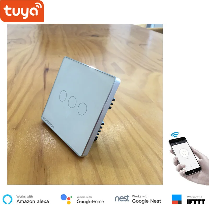 Tuya Smart Zigbee UK сенсорный настенный выключатель, 1/2/3-Gang светильник переключатель, голос Управление переключатель работы с Alexa Echo Google Home