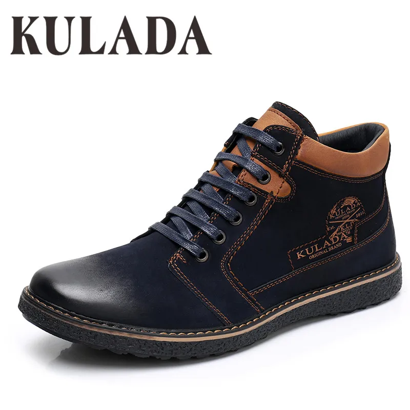 Tanie KULADA 2019 buty męskie ze skóry pu buty wiosna i jesień mężczyźni buty wygodne natura pracy mężczyźni sznurowane trzewiki w stylu casual