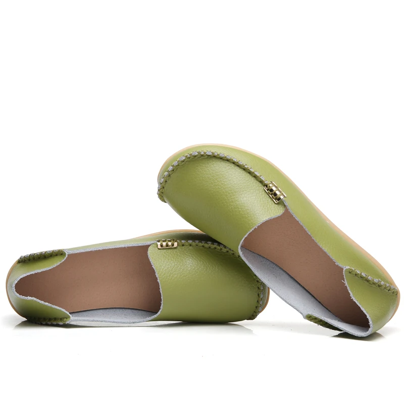 Summer Autumn Women Soft Genuine Leather Breathable Flats Non Slip on Casual Shoes with Round Toe for Mature Ladies Nurse 5