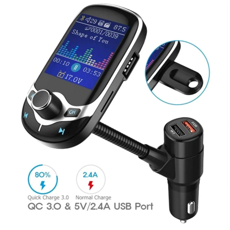 KNYBluetooth Автомобильный MP3-плеер FM передатчик 1," ЖК-дисплей Беспроводной Hands-free USB Зарядное устройство