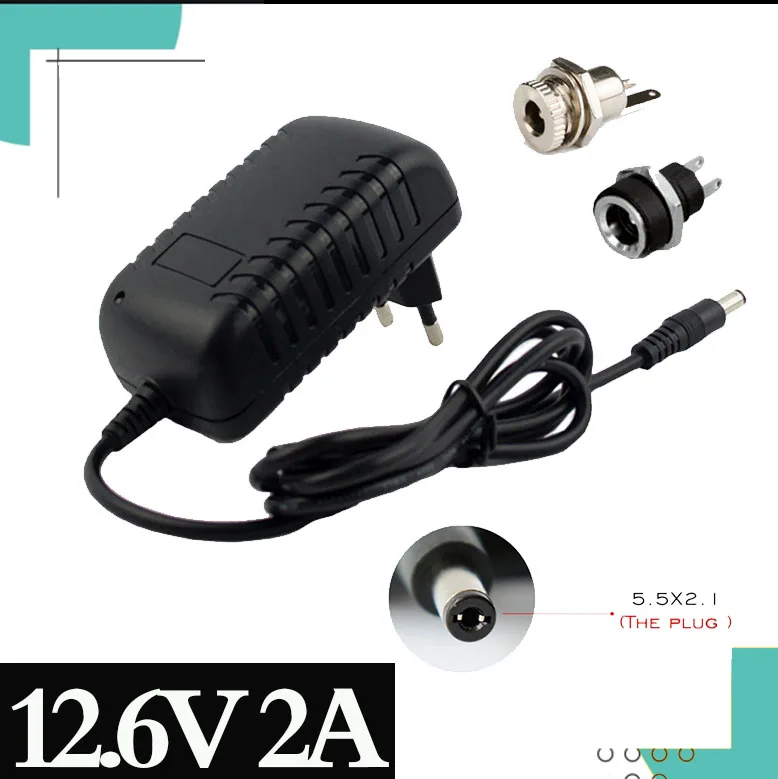 12.6V 2A 18650 Lithium Battery Charger For 12V 3 Series Li-ion Battery