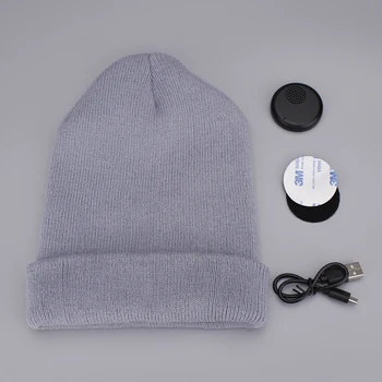 

Wireless Bluetooth 5.0 Headset Cap Knit Hat Helmet Headset Hands-free Call Music Play Built-in Microphone Hat for winter autumn
