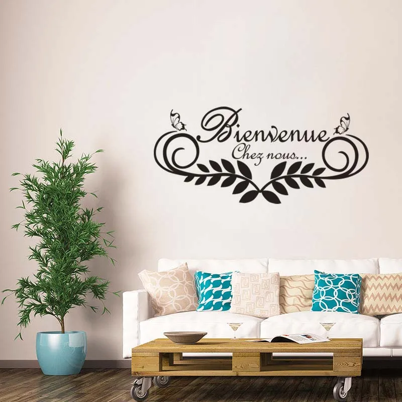 Franzosisch Bienvenue Chez Nous Vinyl Wand Aufkleber Wandbild Aufkleber Wand Kunst Tapete Fur Wohnzimmer Home Decor Poster Haus Dekoration Wall Stickers Aliexpress