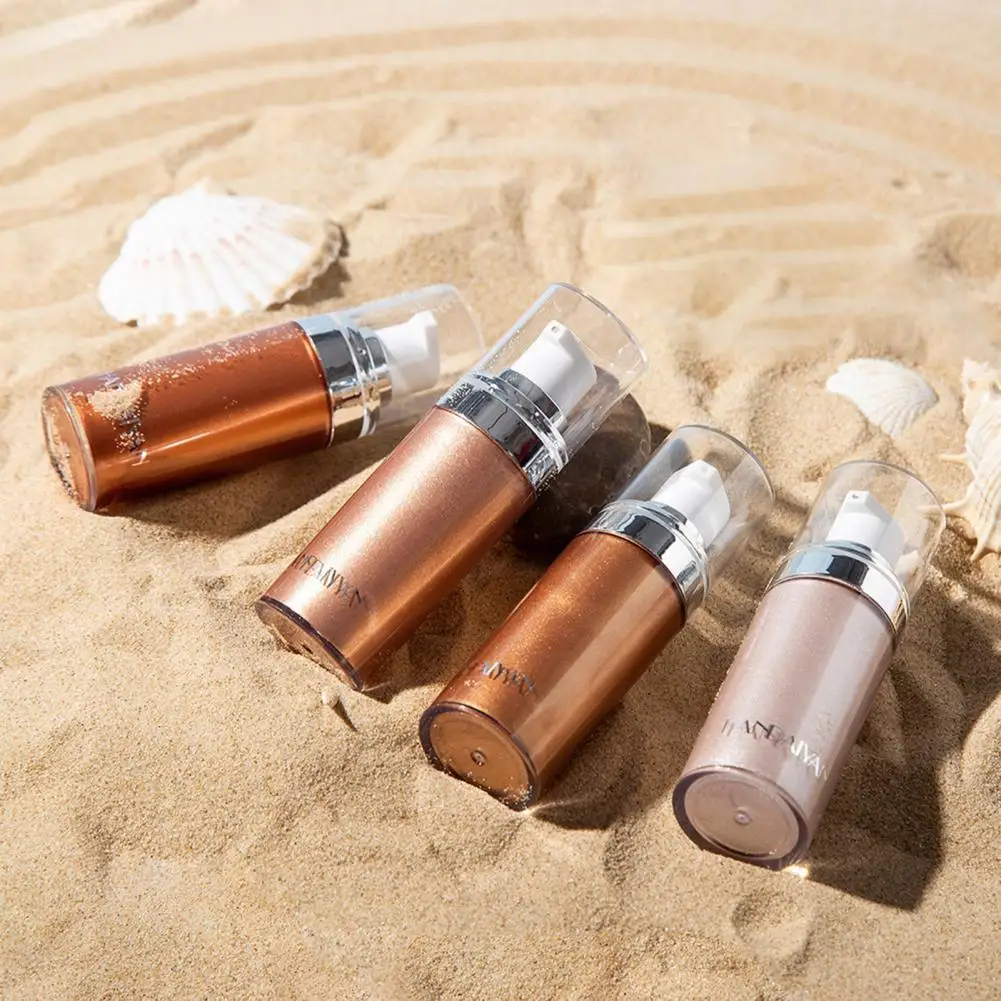 Liquid Body Highlighter Brighten Tone Quick Coloring Long-lasting Shine Brighten Glitter Shimmering Body Cream for Female face highlighter