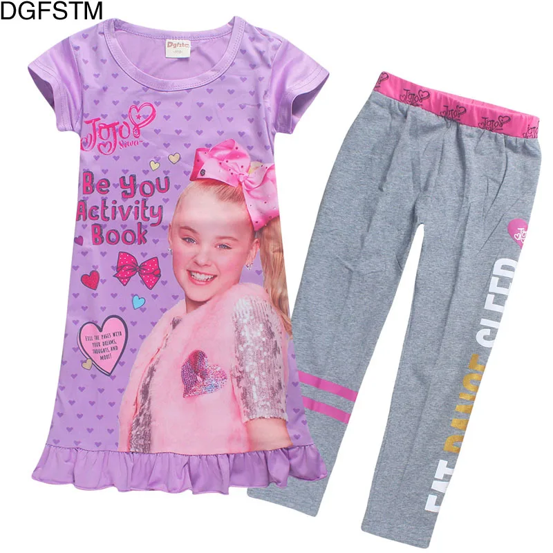 JOJO siwa/ г. Летнее праздничное платье с героями мультфильмов для детей футболка с короткими рукавами из хлопка+ штаны спортивный костюм Одежда для девочек, От 4 до 10 лет