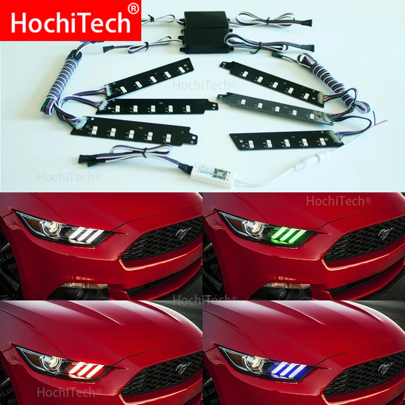 Для Ford Mustang 2015 2017 Angel Eye Halo кольца последние фары многоцветные RGBW светодиодный
