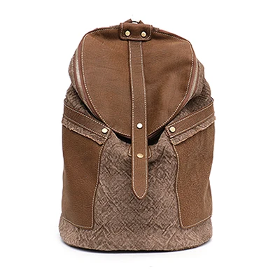 SC дизайнерский Стильный винтажный рюкзак из натуральной кожи, женская льняная Лоскутная сумка на плечо, женская большая школьная сумка на молнии, Женский ранец - Цвет: BROWN