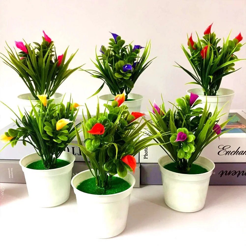Офисные долговечные вечерние украшения Искусственные Свадебные Настольные горшечные растения красочные яркие садовые бонсай