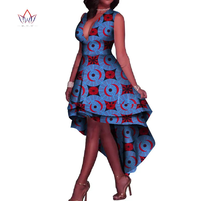 Комплект из обуви в африканском стиле платья для Для женщин с v-образным вырезом, сексуальное, Для женщин Платья для вечеринок Макси платье в африканском стиле размера плюс женская одежда 6XL BRW WY1986 - Цвет: 9