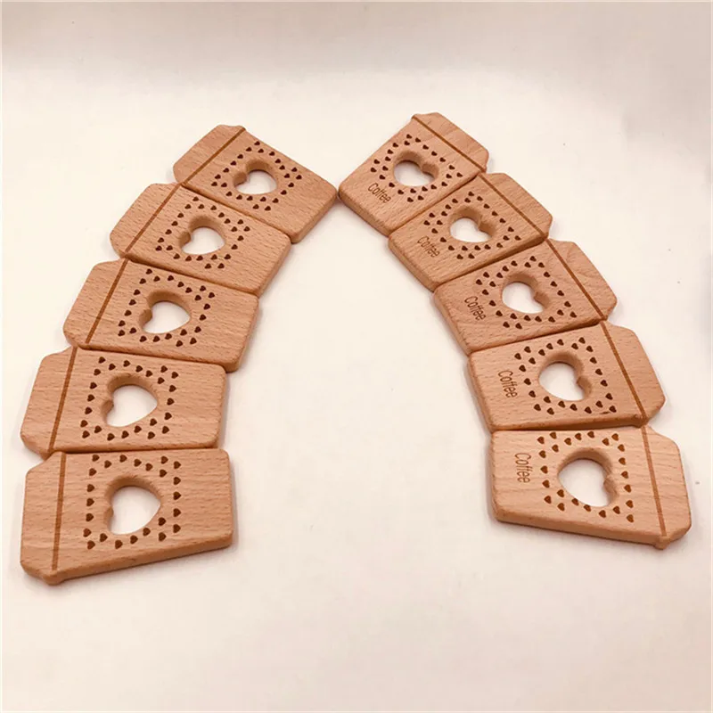 1 шт. DIY креативная кофейная чашка Натуральный Бук дерево Прорезыватель Соска цепь Безопасность CE сертификация Woode детский Прорезыватель игрушка для новорожденных