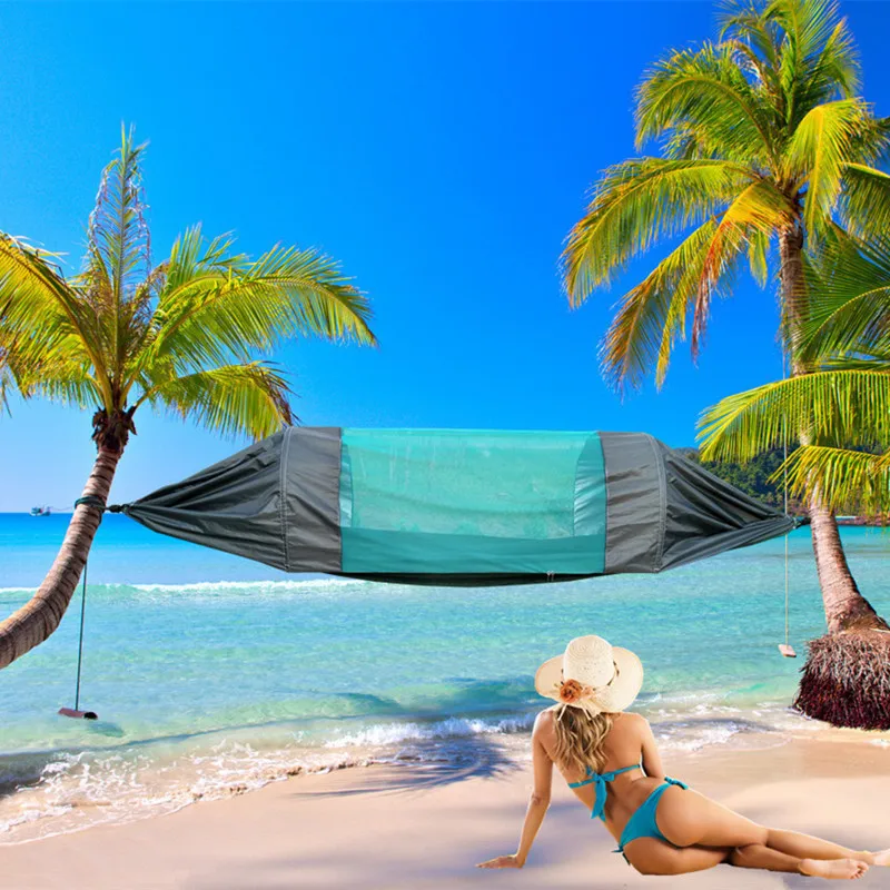 

Spring Summer New Mosquito Net Hammock Outdoor Camping Mattress Picnic Leisure Time Parachute Cloth Double Beach Mat Sunscreen
