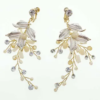 

NPASON New Style Bridal Earrings Handmade bridal milk powder crystal earrings