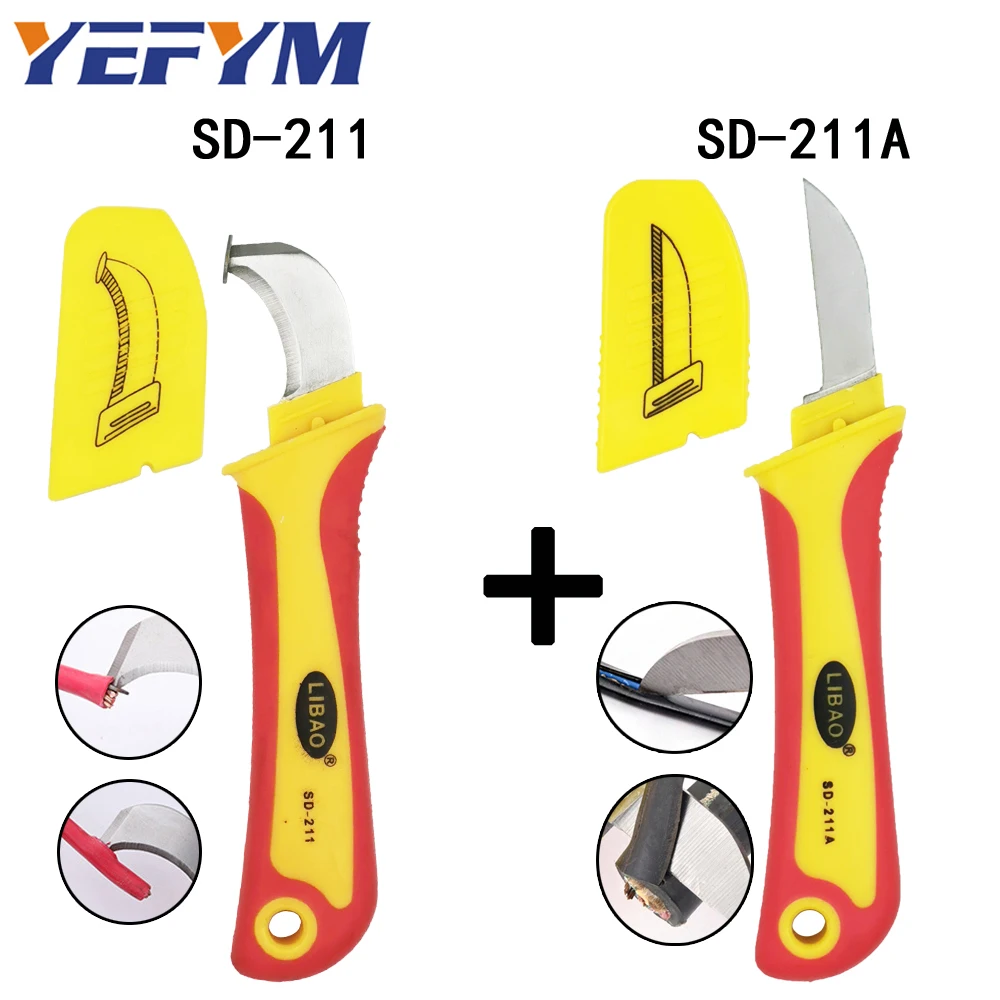 

VDE insulated cable stripping knife double blade CR-V material two-color rubberized handle sharp fast stripping electrical tools