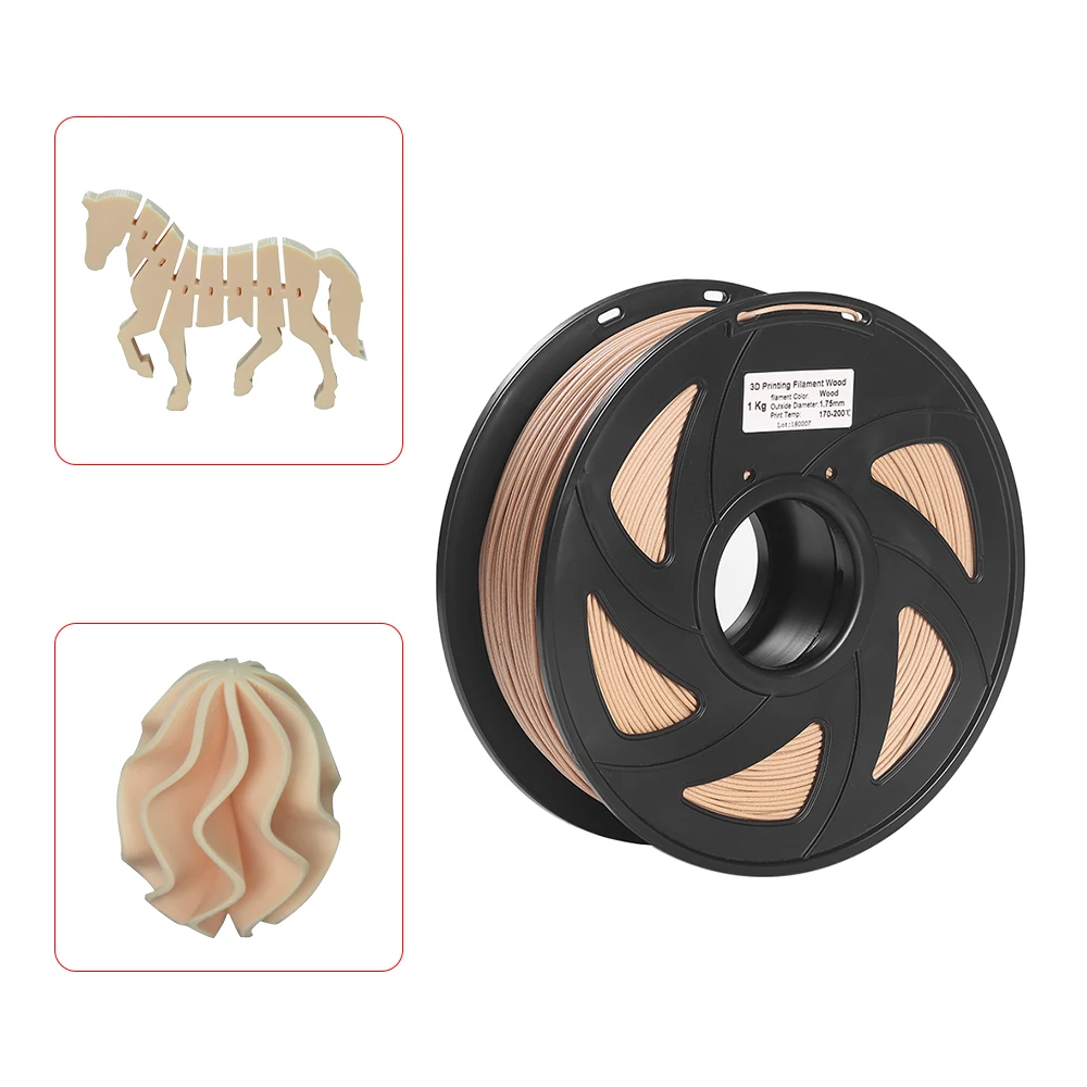 Дерево+ PLA 3D-печать материала, точность измерения+/-0,02 мм нить для 3D принтера 1,75 мм 1 кг катушка