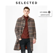 Избранное мужское зимнее шерстяное пальто средней длины в клетку S | 419427540