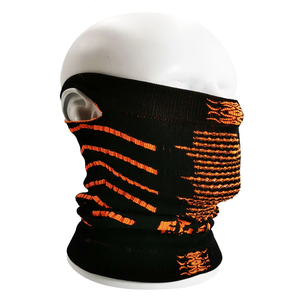 Black Orange LOCLE спортивная зимняя теплая Лыжная маска для спорта на открытом воздухе, велосипедная маска для лица, хлопковые лыжные нагрудники, маска для велоспорта на половину лица - Цвет: Black Orange