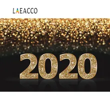 Laeacco Happy New Year Backgrounds For Photography Dark Golden Polka Dots Party Banner Portrait Photo Backdrops Photocall