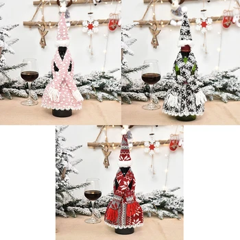 

1Set Merry Christmas Santa Claus Wine Bottle Cover Xmas Bag for New Year Decor