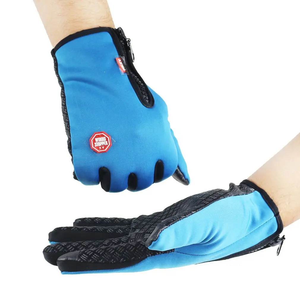 Ski Mountaineering Outdoor Zipper Fleece Gloves Full Finger Outdoor Waterproof Touch Screen Male Windproof Riding