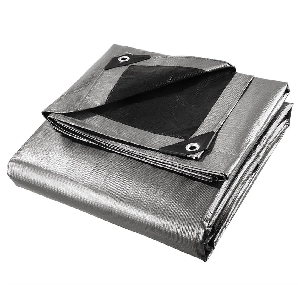 Tela de lona negra para uso en jardín, impermeable de polietileno PE, a de humedad, color negro, 3x3,6 M, 1 unidad|Redes y toldos| -