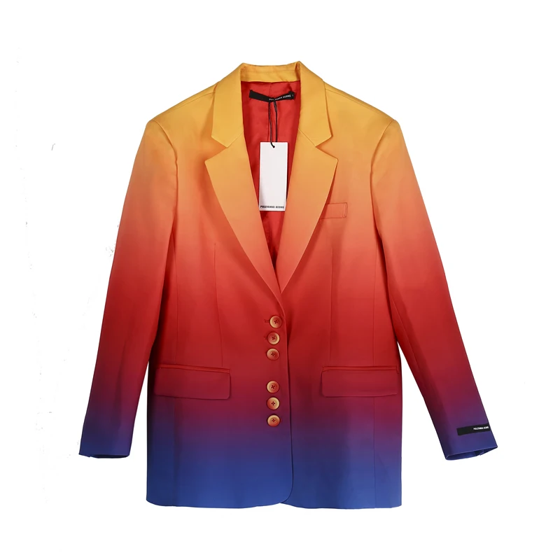 HarleyFashion High Street стильный модный градиентный цветной свободный Блейзер знаменитостей дизайнерские куртки женские блейзеры