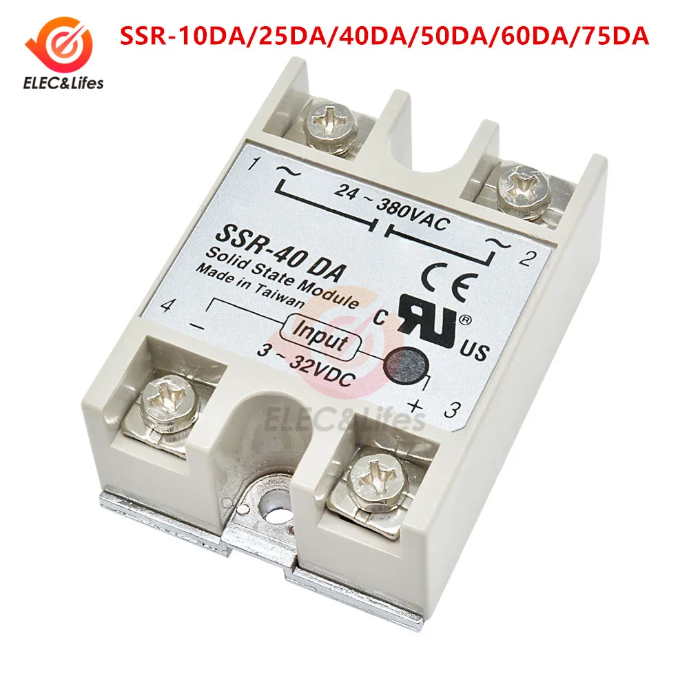 Solid State Relay DC-AC SSR-60DA 60A 3-32VDC To 24-380V AC Module Fast Switching 