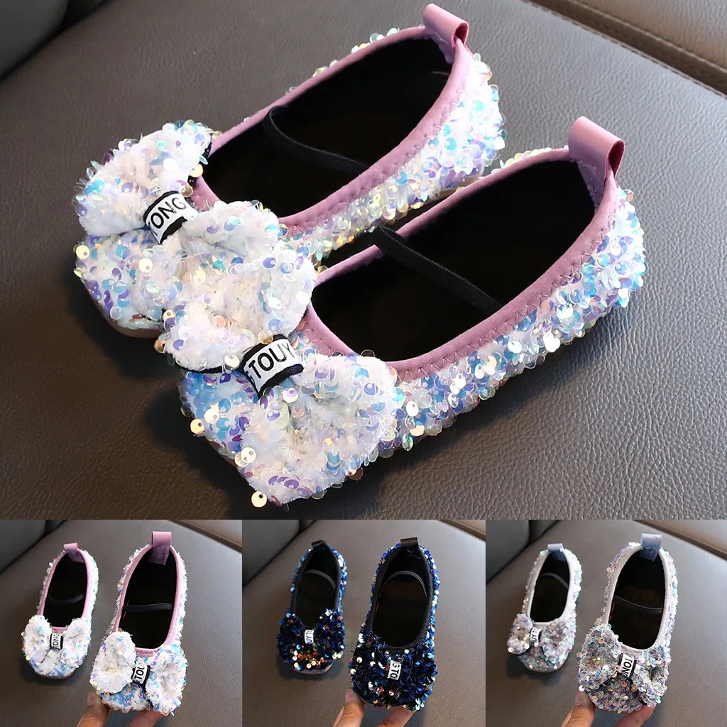

Kids Shoes for Girl Children Infant Kids Baby Girls Bowknot Bling Sequins Single Princess Shoes Children Shoes Sapato Infantil
