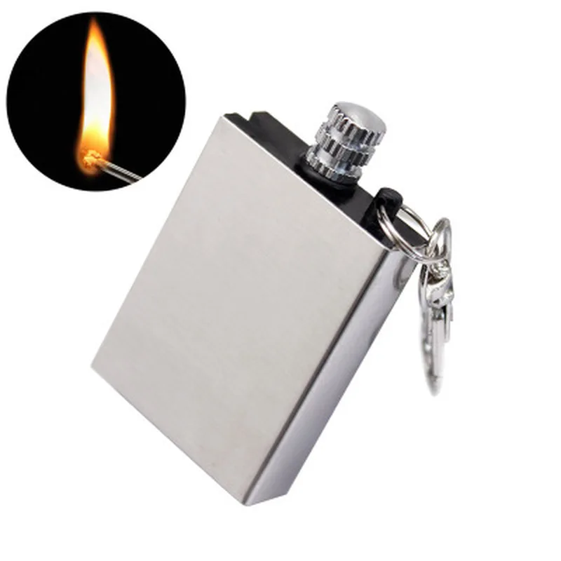 

1pc Permanent Lighter Match Key Chain Waterproof Matches Stainless Steel Shell No Fuel Permanent Lighter Cigarette Accessories