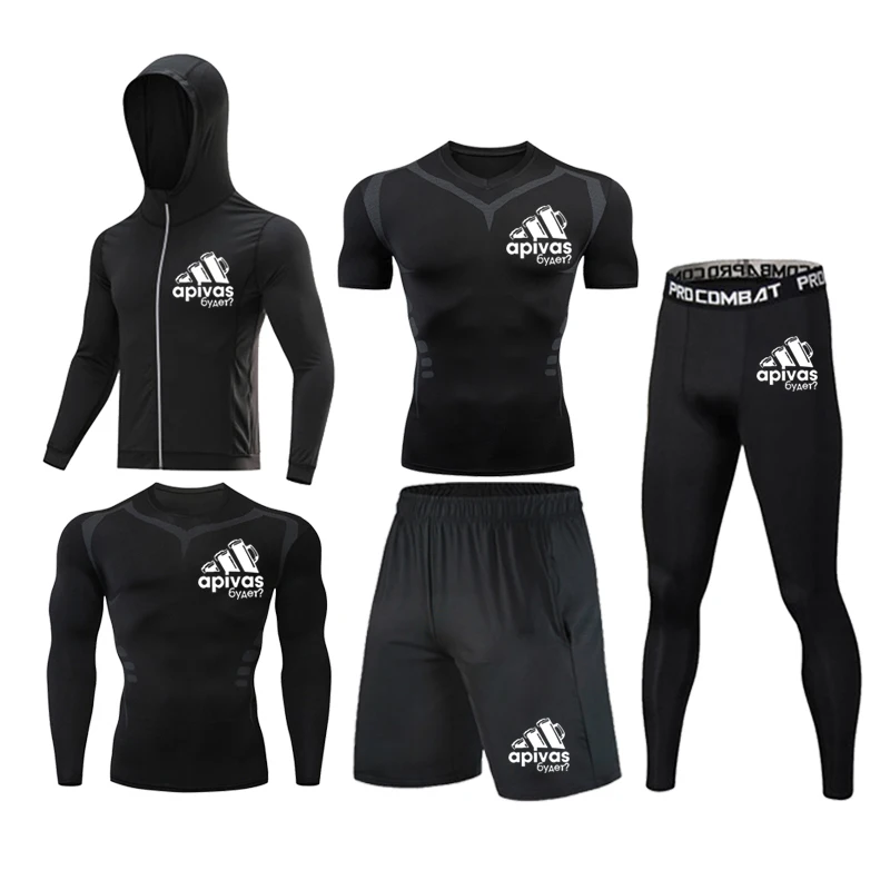 Men Jiu jitsu Rashguard MMA T-shirts Sets Bjj Muay Thai Boxing Jerseys Long Sleeve Boxeo Suit Brand 5Pcs Set Fitness Sport Suits