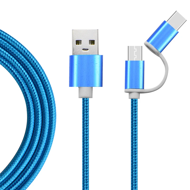 2 In 1 USB 2 0 Male to USB 3 1 Type C Micro USB Weave 3