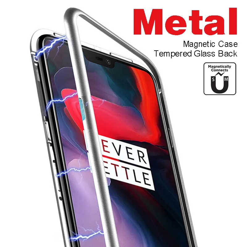 Магнитный адсорбционный чехол для телефона OnePlus 5T 6T 7 Pro стеклянная задняя крышка
