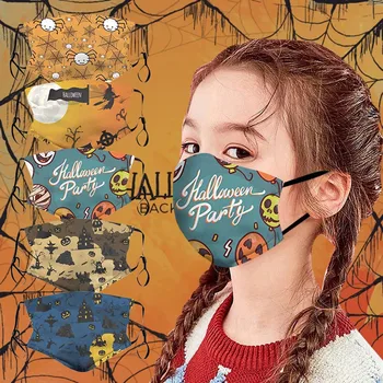 

Children Halloween Masks Mouth Mask for Prints Protection Face Mask Washable Earloop Facecover Kids Face Mask Pack Of 5