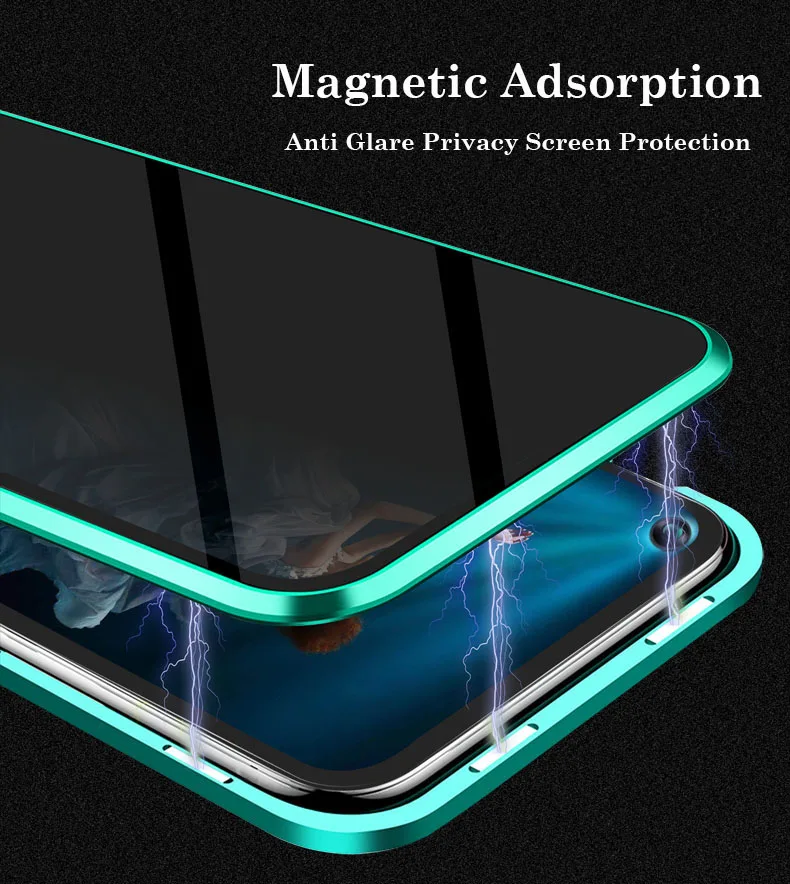 С антибликовым покрытием Конфиденциальности чехол на магните для huawei Honor 20 20 Pro 9X двухсторонняя, для стекла крышка металлический бампер NOVA 5i Pro 4 чехол для телефона