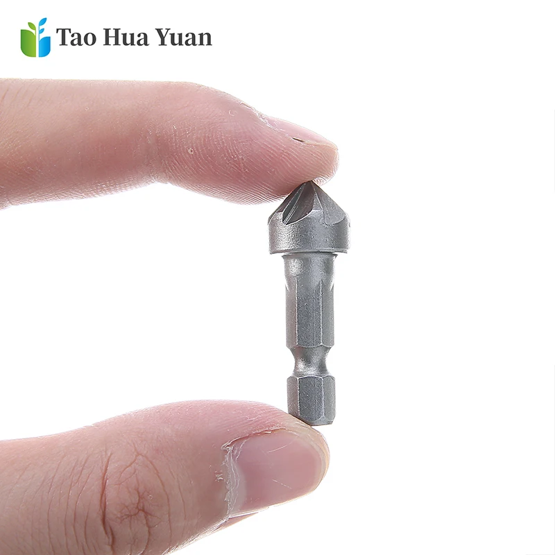 1pcs 90 Degree Countersink Drill Chamfer Bit 1/4" Hex Shank Carpentry Woodworking Angle Point Bevel Cutting Cutter Remove Bur AA