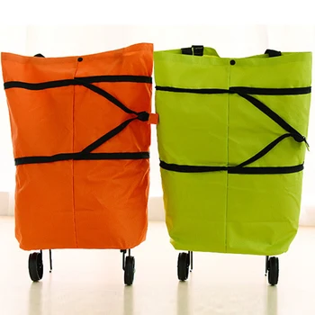 

New Folable Tote Bag Shopping Trolley Bag Portable Shopping Trolley Bag With Wheels Foldable Cart Rolling Grocery