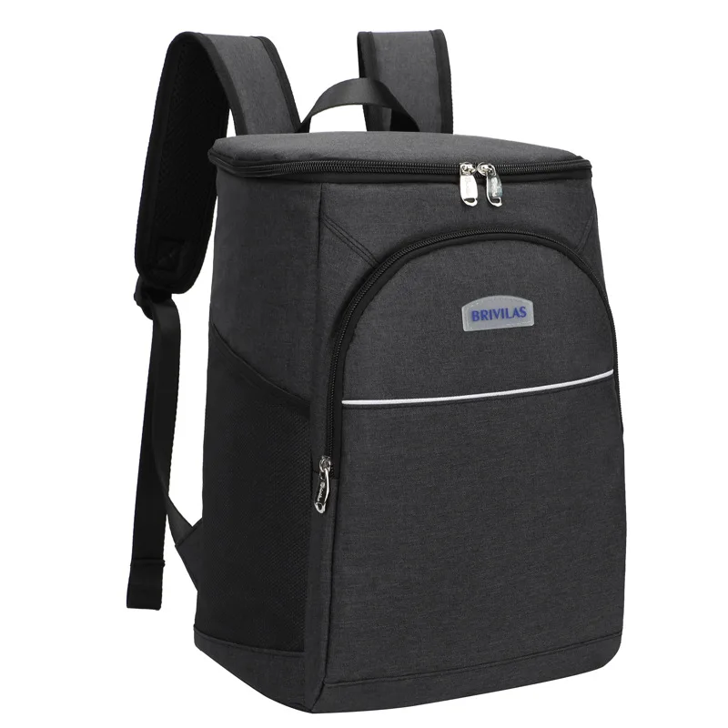 Рюкзак для пикника, фитнеса, еды, охлаждающий рюкзак, семейный ланч, путешествия, хранение еды, изолированный органайзер, пакет для льда, свежие сумки на плечо - Color: Black