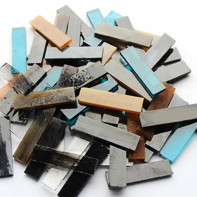 Mixed Color 1 X 4 Cm Square Stained Glass Strip Clear Glass Mosaic Pieces DIY Mosaic Tiles Hobbies Art Crafts Material 100g 5