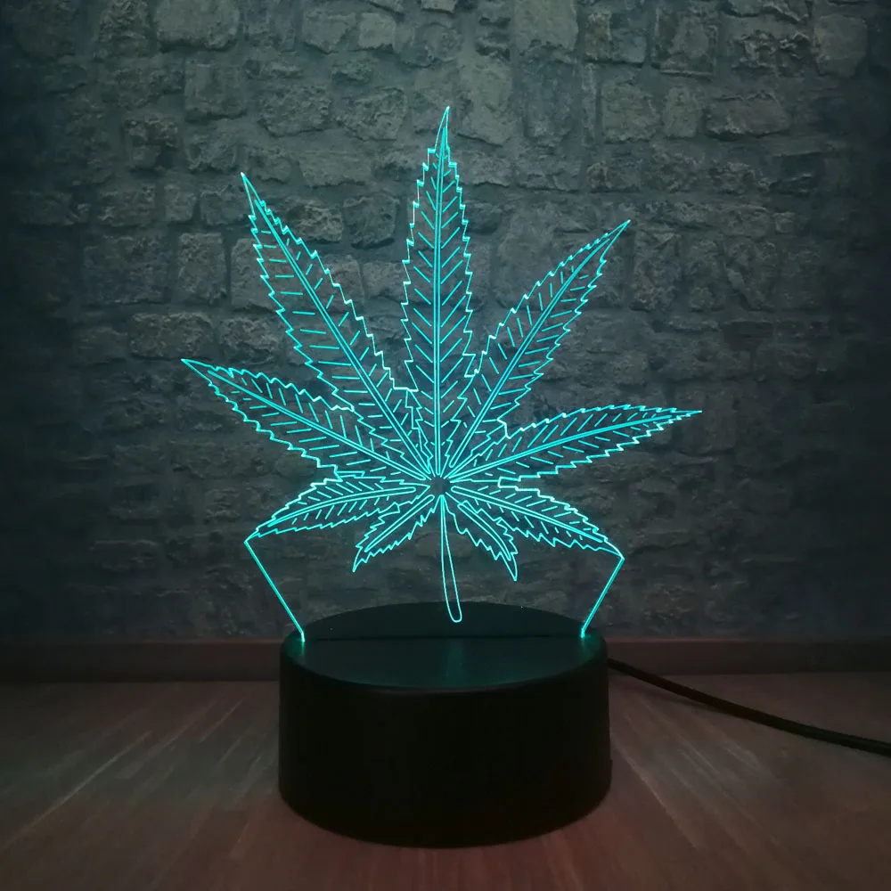 

Atmosphere Night light 3D Illusion LED Lamp Maple Leaf Shape Lighting Friends Holiday Gifts Toy Flash Party Home Decor