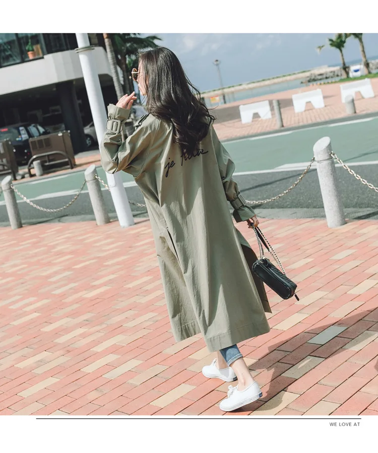 Main Push New Style Spring New Style Korean-style WOMEN'S Wear behind Embroidered Trench Coat
