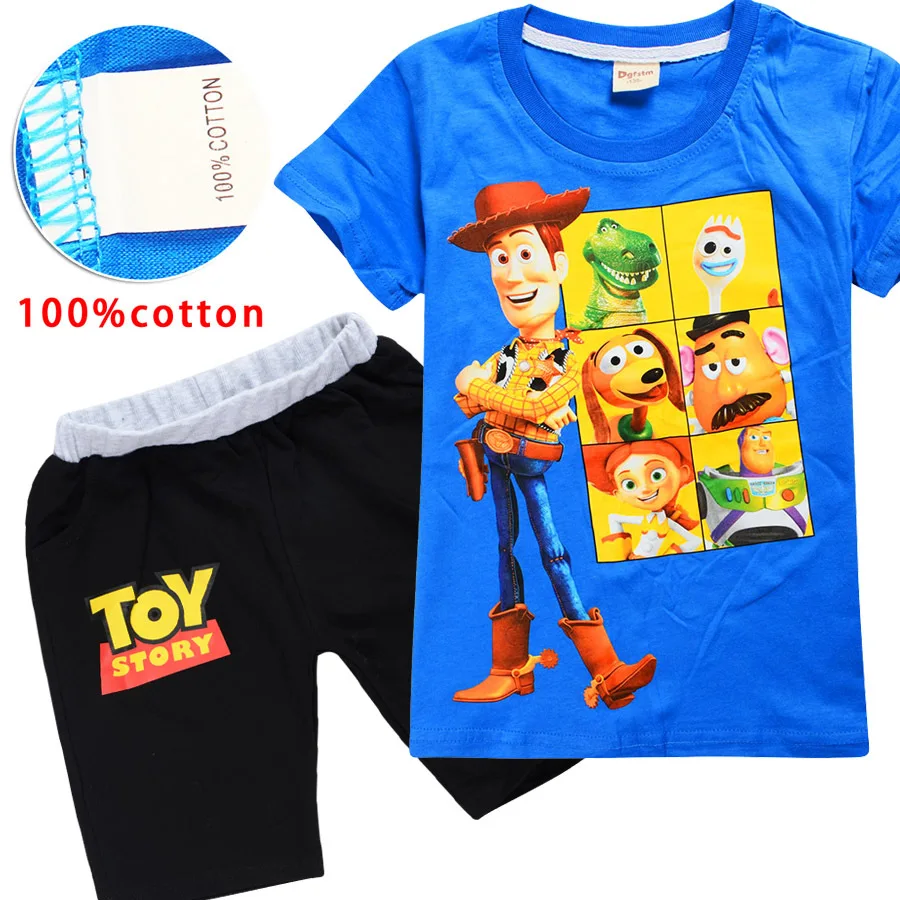 Одежда для маленьких мальчиков футболка с принтом «Toy story 4 Buzz and Woody» Детская Футболка топы для девочек+ джинсы наборы свитшотов, Рождественский наряд