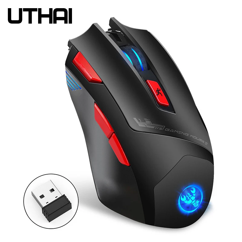 

UTHAI The new wireless gaming mouse supports 7-key macro programming, colorful luminous charging 2.4G wireless mouse