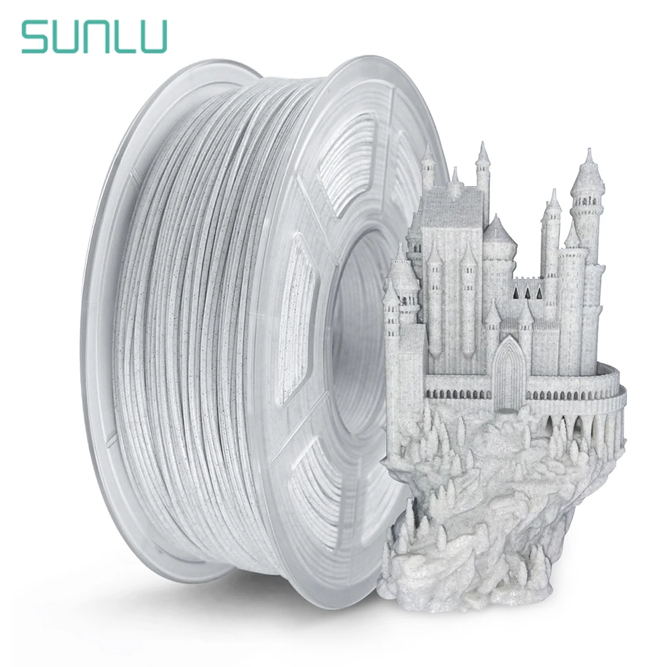 SUNLU PLA Marble 3D Filament 1KG 1.75mm Printing Marble Texture No Bubble Non-Toxic Good Toughness Artwork Print Material sunlu 2rolls wood 3d filament 1 75mm 1kg wood fiber solid texture more than color effect non toxic eco friendly low shrinkage