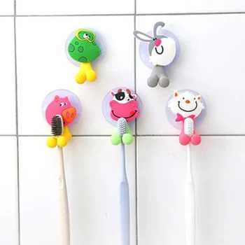 

Cute Animal Cartoon Silicone Toothbrush Holder Bathroom Accessories Wall Hanger Suction Holder Tool