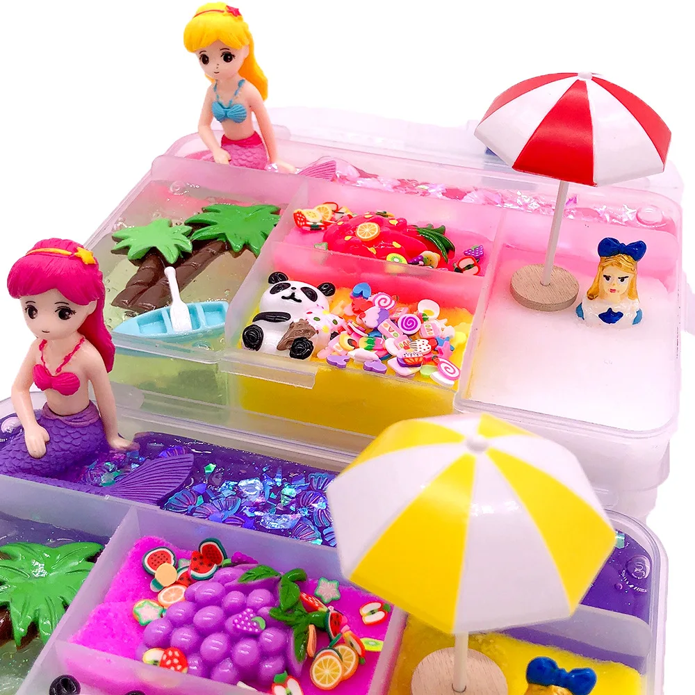 

Child Cute Mermaid Slime Crystal Mud DIY Puzzles Stress Reliever Toys Adults Decompression Mud Jumbo Squishy Toys for Children