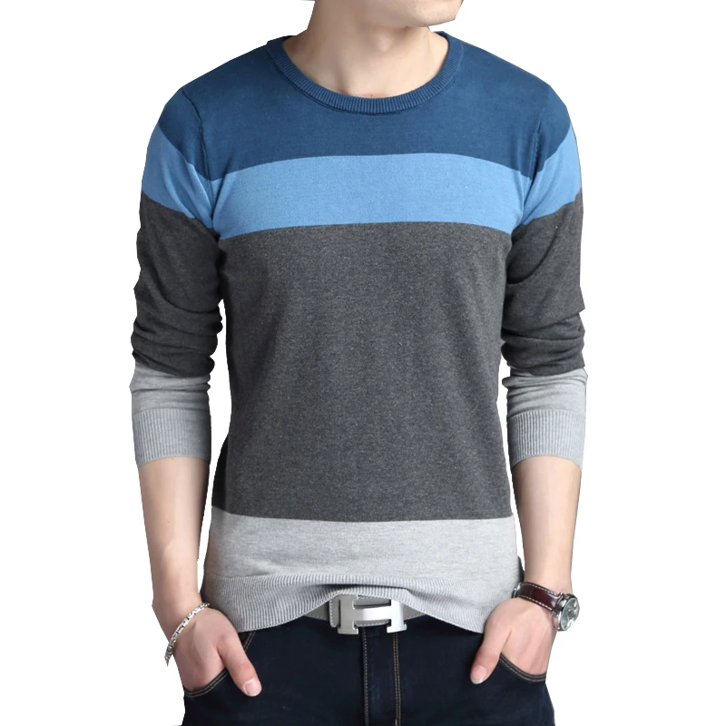 

BROWON Men Brand Sweater Autumn Sport Sweaters Sweater Leisure Pullover Long Sleeves Male Sweater Striped Slim Fit Sweaters Men
