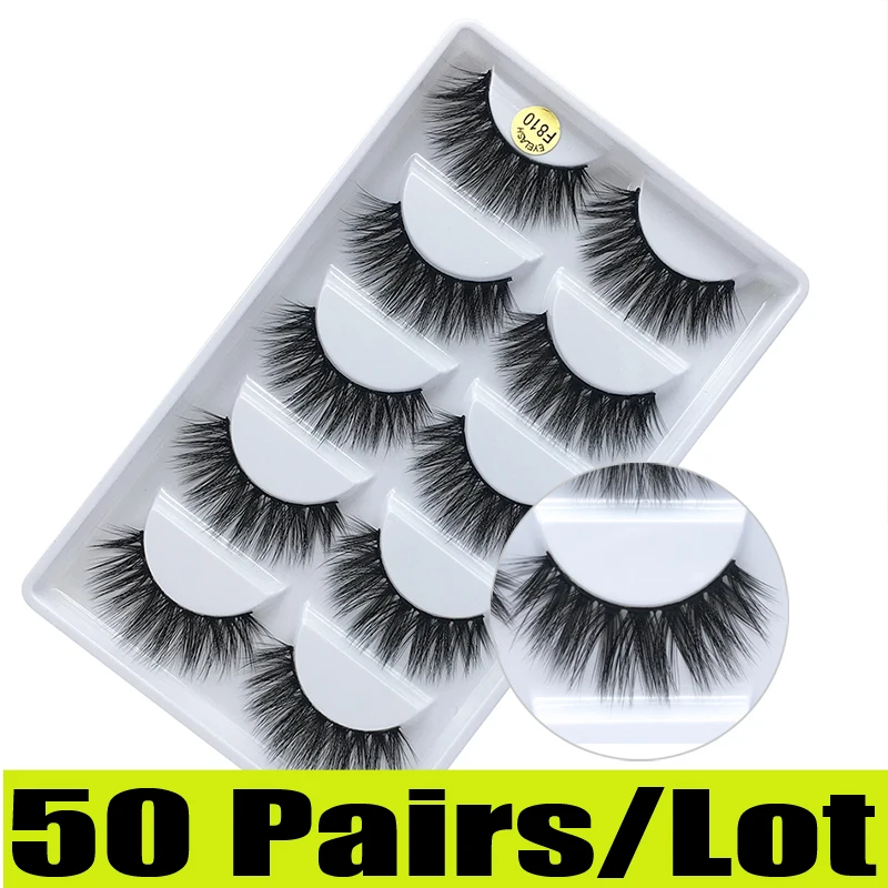 F810(50pairs) 50 пар 3D норковые ресницы оптом натуральные накладные ресницы 3d норковые ресницы Мягкие Накладные ресницы набор для макияжа Cilios G800 - Цвет: F810(50pairs)