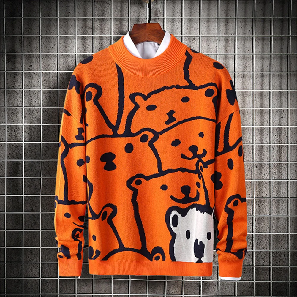 Suéter ajustado para hombre, Jersey de punto de corte delgado con estampado gráfico, camisa de manga larga con cuello redondo, otoño