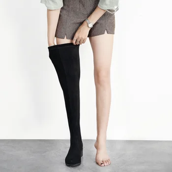 

Slim Stretch Lycra Knee High Boots Platform Winter Boots Women Long Boots Winter Shoes Women Sock Boots Over the Knee Boots thin